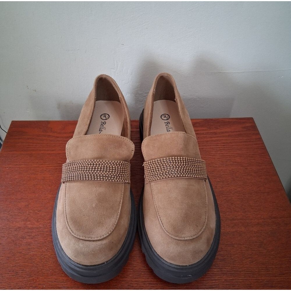 Bella Vita Women's The Paz Suede Lug Sole Loafers In Cognac Size 9M